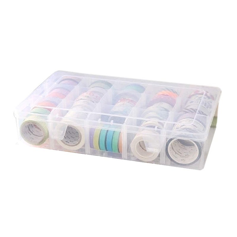 BeatBasic Adjustable 15-Compartment Grid Slot Plastic Storage Box Jewelry Bead Tool for Washi Tape, Art Supplies and Sticker Container Organizer Case - Image 1